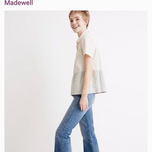 Madewell x The New Denim Project Stripe-Mix Seamed Button Down Shirt